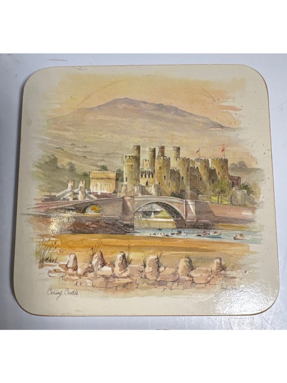 Clover Leaf Coasters Wales Today Scenic Castle Prints Lot of 6 With Original Box - Picture 12 of 16